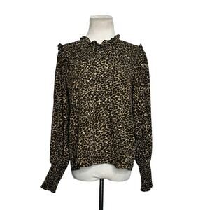 Lea & Viola leopard print long sleeves blouse size Small